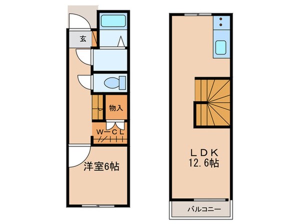 印田通テラスハウスの物件間取画像